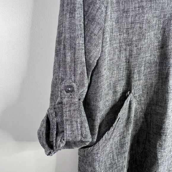 Forcynthia Beachwear Gray Tunic Cover Up Size M Linen Cotton Blend Pockets - Picture 4 of 9